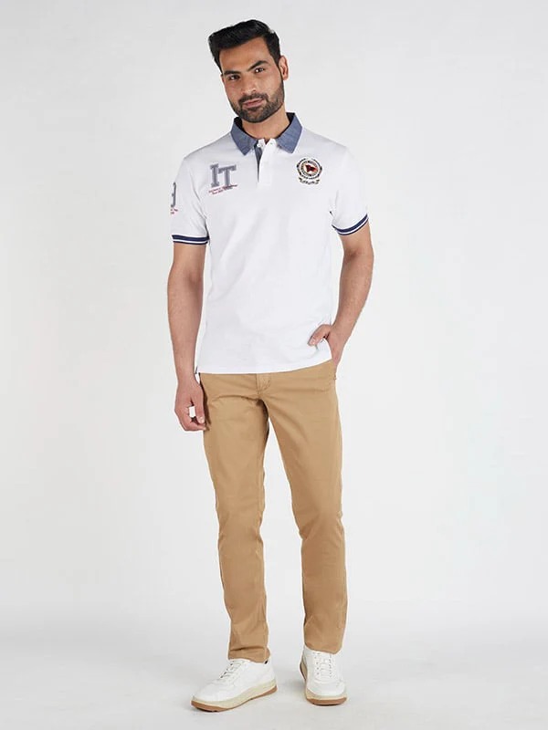Indian Terrain Men's Slim Fit Solid Khaki Trousers